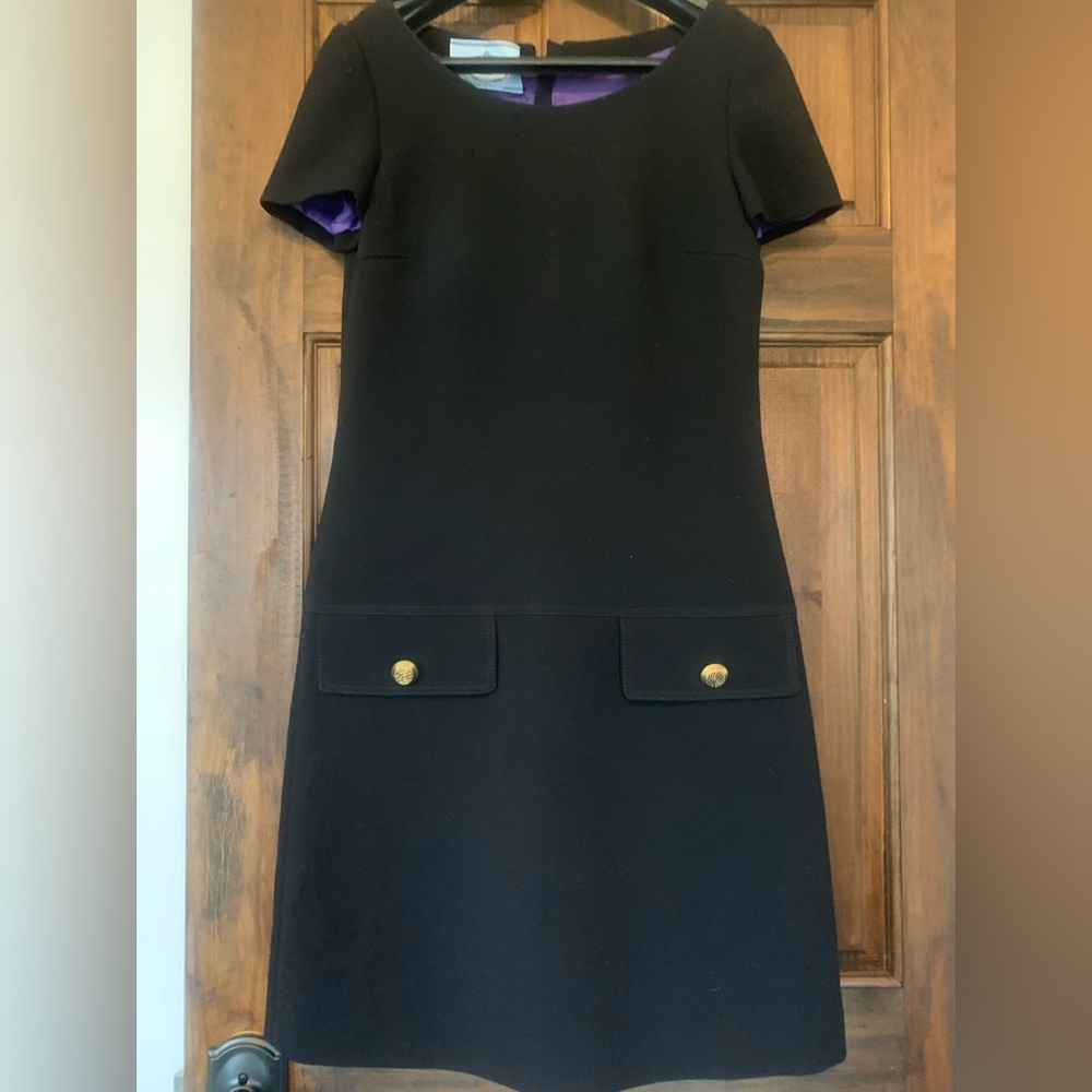 Prada Black Midi Dress with Gold Accents